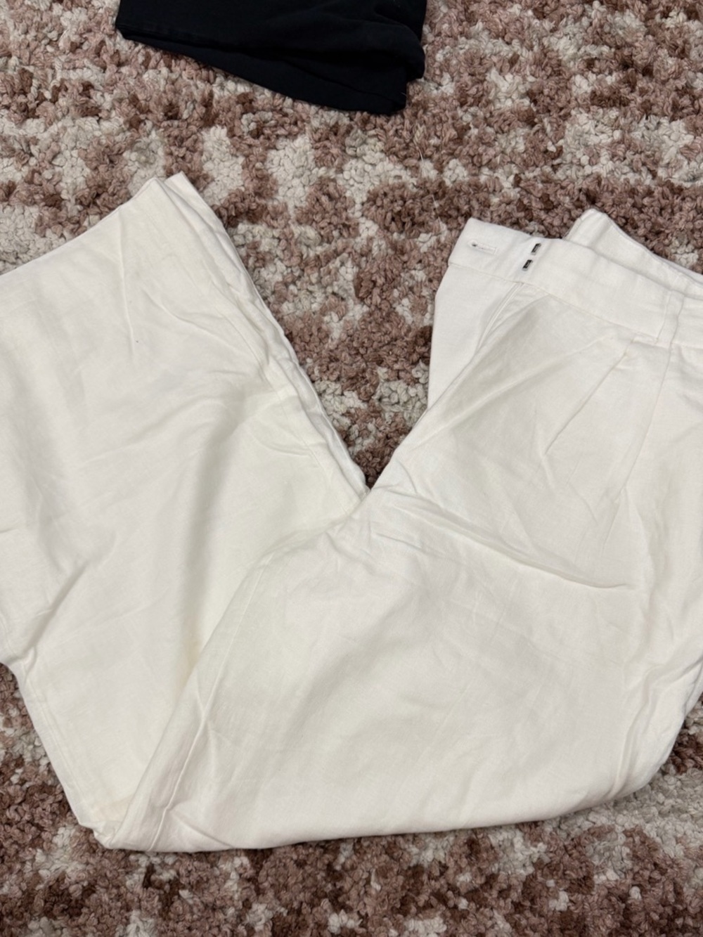 Abercrombie & Fitch White Linen High-Rise Pants